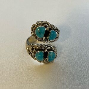 Turquoise Navajo Running Bear Ring